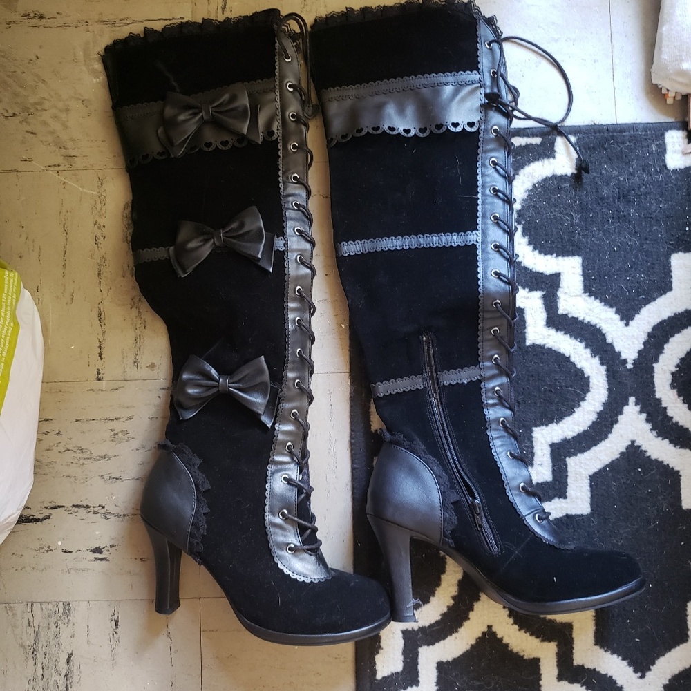 Underground Velvet Over the knee Boots